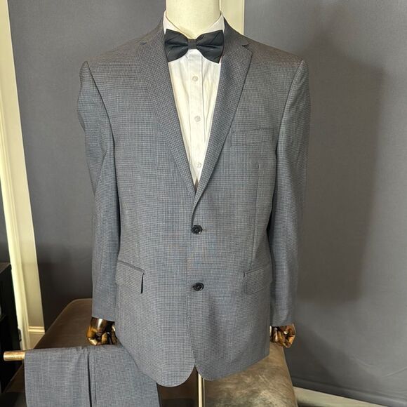 Men's Murano Collezione Gray 2-Pce Slim Fit Suit 44R Jacket Notched Lapel **READ - Picture 2 of 16